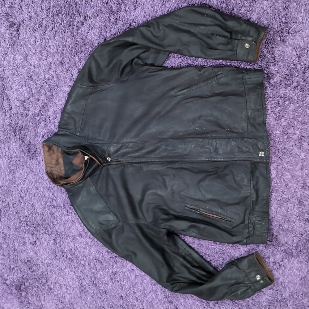 Remy Leather Double Collar Bomber Jacket  USA Made